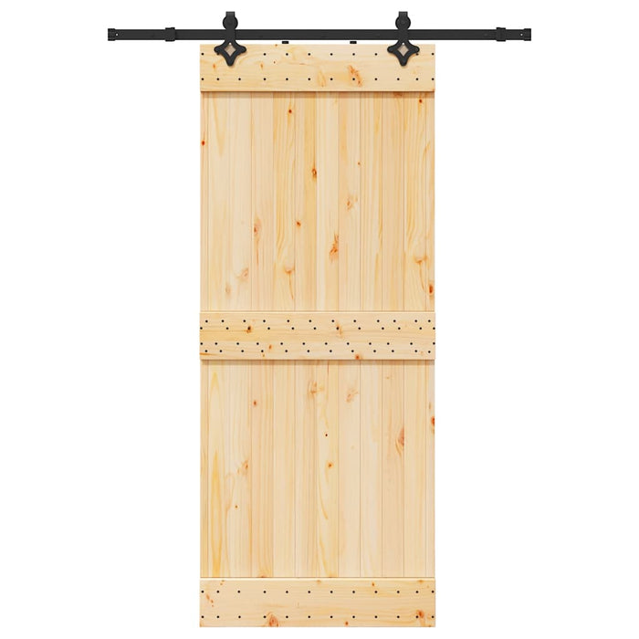 Porta Scorrevole con Set Hardware 85x210 cm Legno Massello Pino 3332678