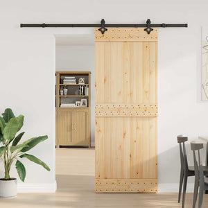 Porta Scorrevole con Set Hardware 80x210 cm Legno Massello Pino 3332683