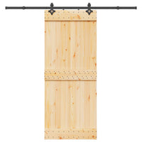 Porta Scorrevole con Set Hardware 85x210 cm Legno Massello Pino 3332684