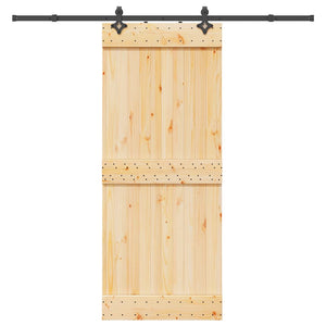 Porta Scorrevole con Set Hardware 85x210 cm Legno Massello Pino 3332684