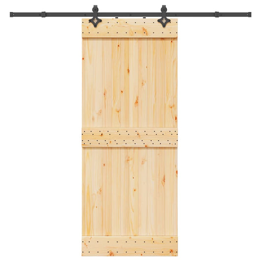 Porta Scorrevole con Set Hardware 85x210 cm Legno Massello Pino 3332684