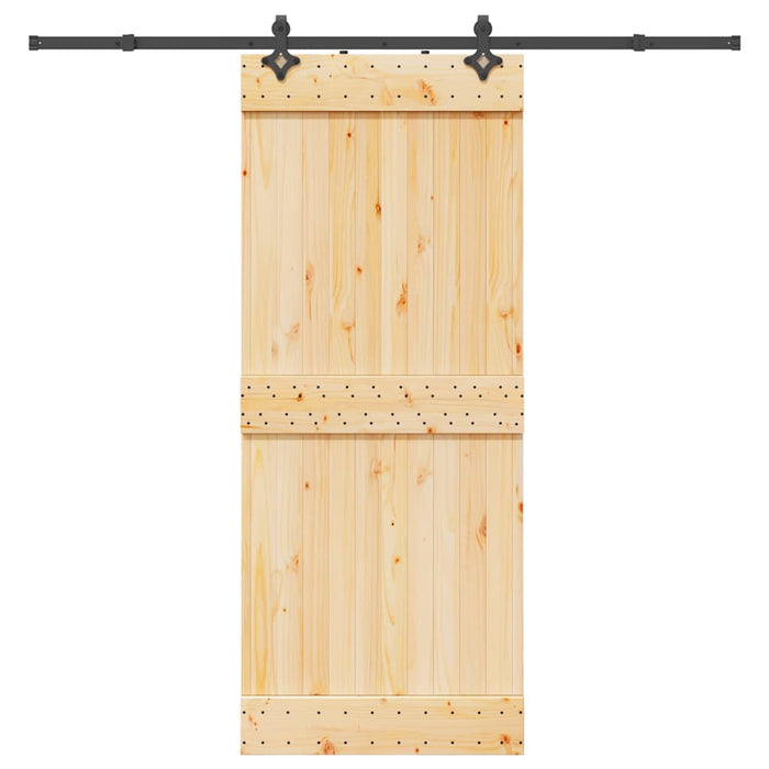 Porta Scorrevole con Set Hardware 85x210 cm Legno Massello Pino 3332684