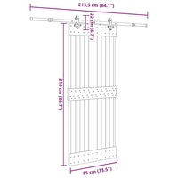 Porta Scorrevole con Set Hardware 85x210 cm Legno Massello Pino 3332684