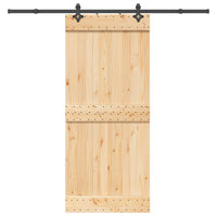 Porta Scorrevole con Set Hardware 90x210 cm Legno Massello Pino