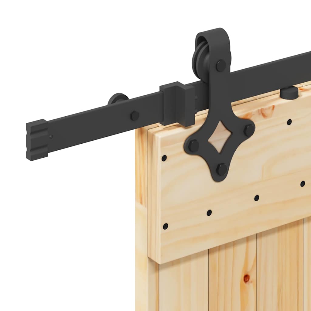 Porta Scorrevole con Set Hardware 90x210 cm Legno Massello Pino 3332685