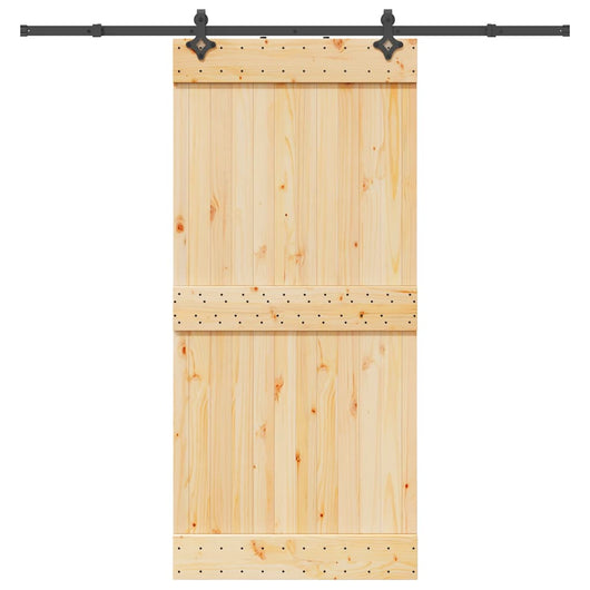 Porta Scorrevole con Set Hardware 95x210 cm Legno Massello Pino 3332686
