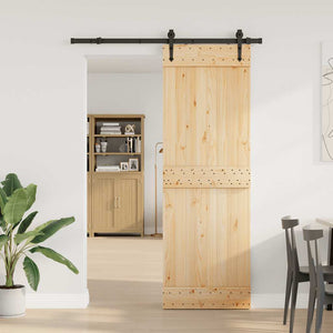 Porta Scorrevole con Set Hardware 80x210 cm Legno Massello Pino 3332689