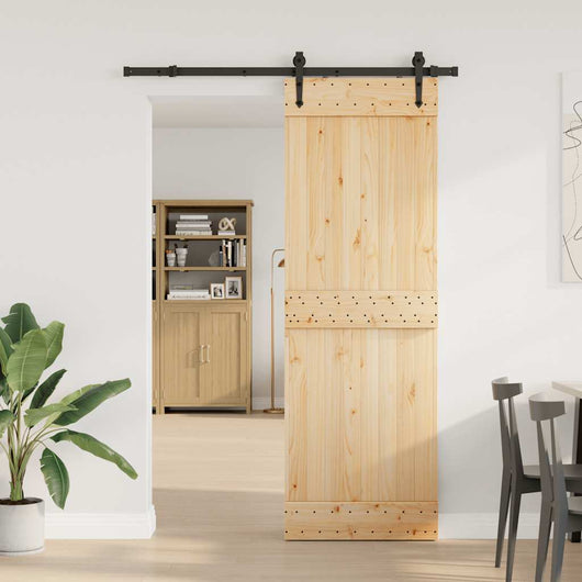 vidaXL Porta Scorrevole con Set Hardware 80x210 cm Legno Massello Pino