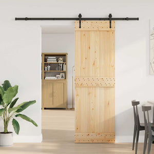 Porta Scorrevole con Set Hardware 70x210 cm Legno Massello Pino 3332694