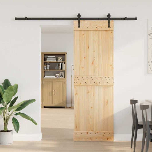 vidaXL Porta Scorrevole con Set Hardware 70x210 cm Legno Massello Pino
