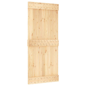 Porta Scorrevole con Set Hardware 90x210 cm Legno Massello Pino 3332697