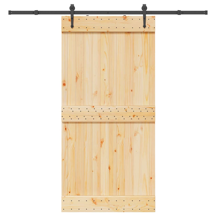 Porta Scorrevole con Set Hardware 100x210cm Legno Massello Pino 3332699