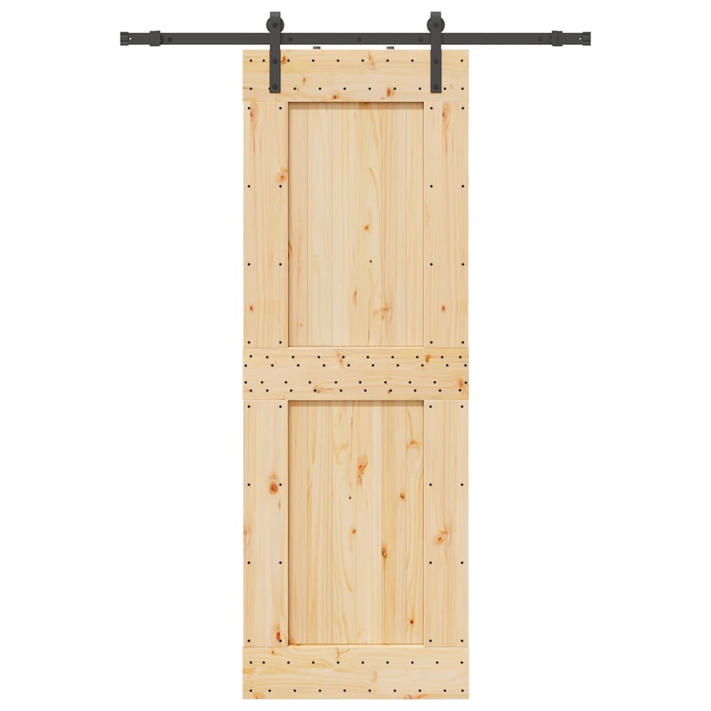 Porta Scorrevole con Set Hardware 80x210 cm Legno Massello Pino 3332701