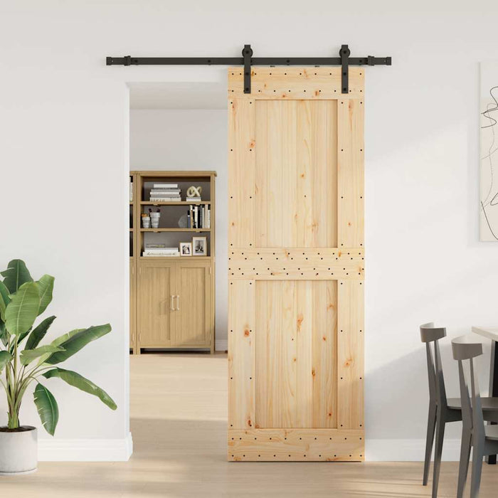 Porta Scorrevole con Set Hardware 80x210 cm Legno Massello Pino 3332701