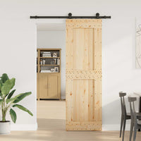 Porta Scorrevole con Set Hardware 70x210 cm Legno Massello Pino 3332712