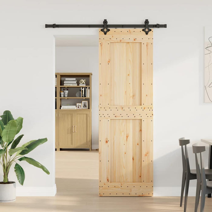 Porta Scorrevole con Set Hardware 70x210 cm Legno Massello Pino 3332724