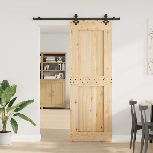 vidaXL Porta Scorrevole con Set Hardware 80x210 cm Legno Massello Pino