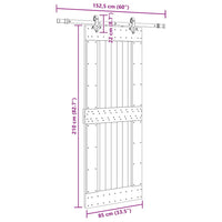 vidaXL Porta Scorrevole con Set Hardware 85x210 cm Legno Massello Pino