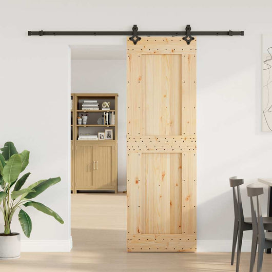 vidaXL Porta Scorrevole con Set Hardware 70x210 cm Legno Massello Pino