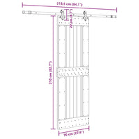 vidaXL Porta Scorrevole con Set Hardware 70x210 cm Legno Massello Pino