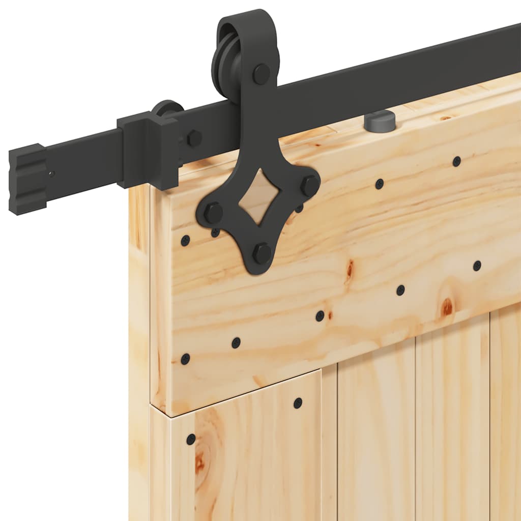 Porta Scorrevole con Set Hardware 90x210 cm Legno Massello Pino 3332733