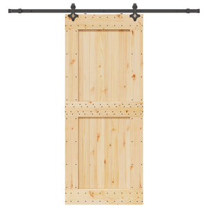 Porta Scorrevole con Set Hardware 95x210 cm Legno Massello Pino 3332734