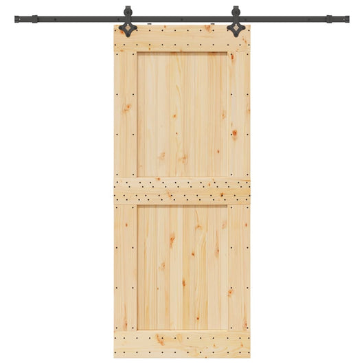 Porta Scorrevole con Set Hardware 95x210 cm Legno Massello Pino 3332734