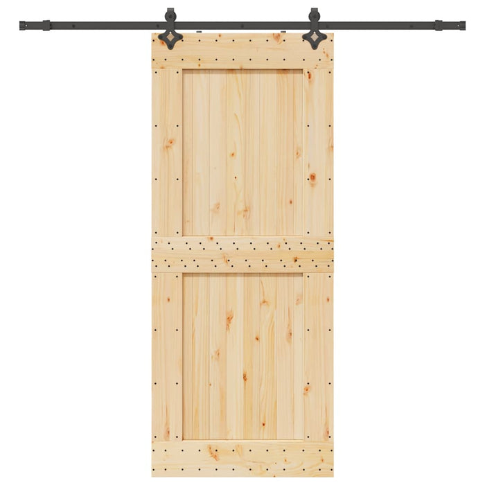 Porta Scorrevole con Set Hardware 95x210 cm Legno Massello Pino 3332734