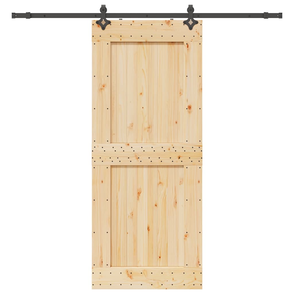 Porta Scorrevole con Set Hardware 95x210 cm Legno Massello Pino