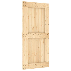 Porta Scorrevole con Set Hardware 95x210 cm Legno Massello Pino 3332734