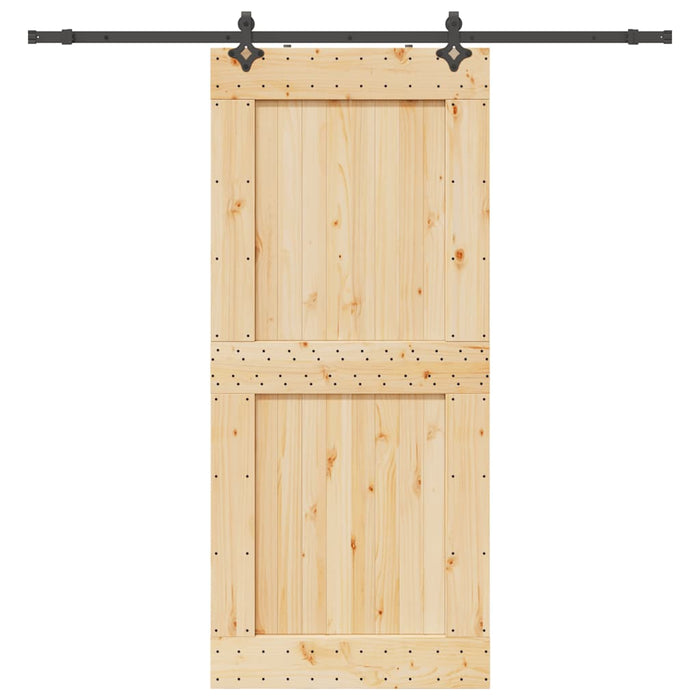 Porta Scorrevole con Set Hardware 100x210cm Legno Massello Pino