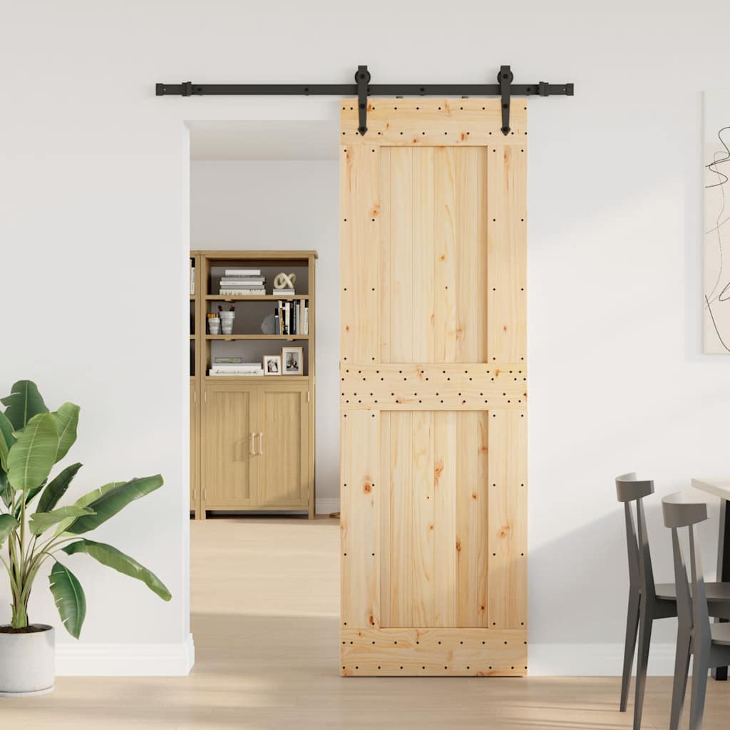 Porta Scorrevole con Set Hardware 70x210 cm Legno Massello Pino 3332736