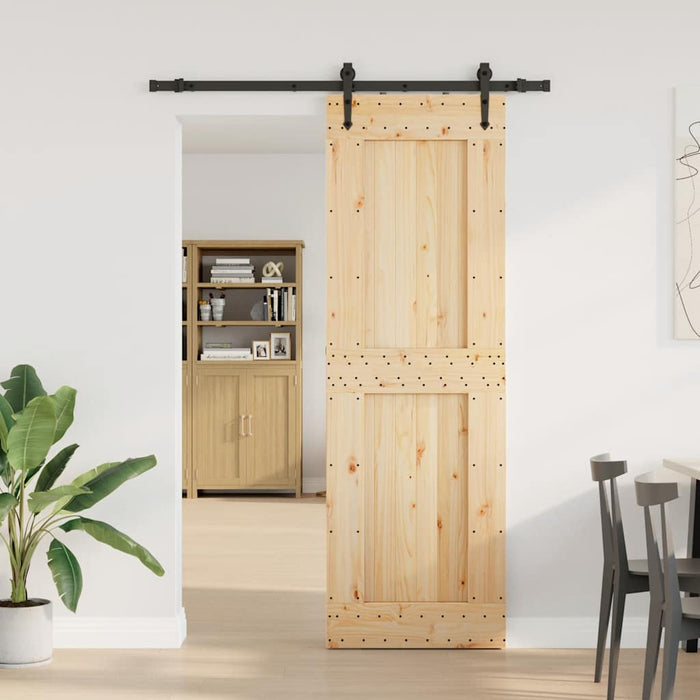 Porta Scorrevole con Set Hardware 70x210 cm Legno Massello Pino 3332736