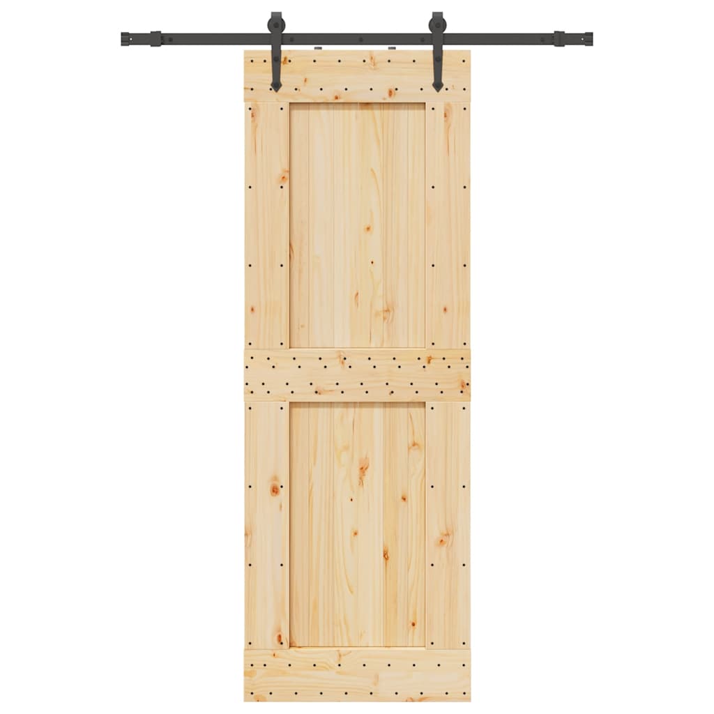 Porta Scorrevole con Set Hardware 80x210 cm Legno Massello Pino