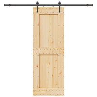 Porta Scorrevole con Set Hardware 80x210 cm Legno Massello Pino 3332743