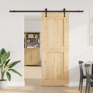 Porta Scorrevole con Set Hardware 85x210 cm Legno Massello Pino 3332744