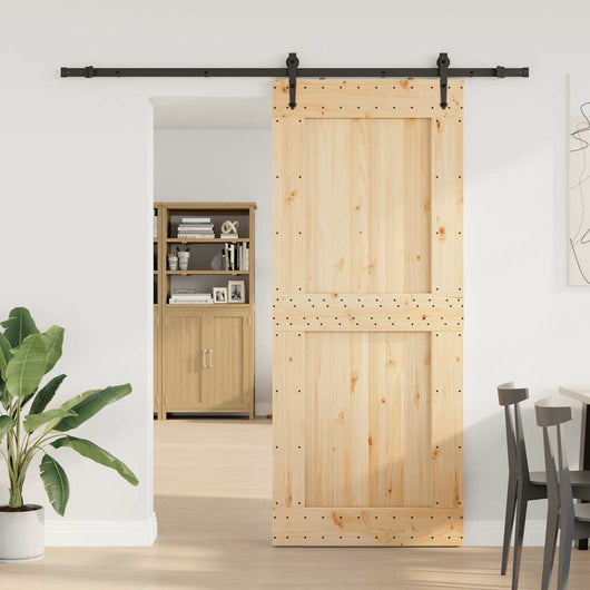 vidaXL Porta Scorrevole con Set Hardware 95x210 cm Legno Massello Pino