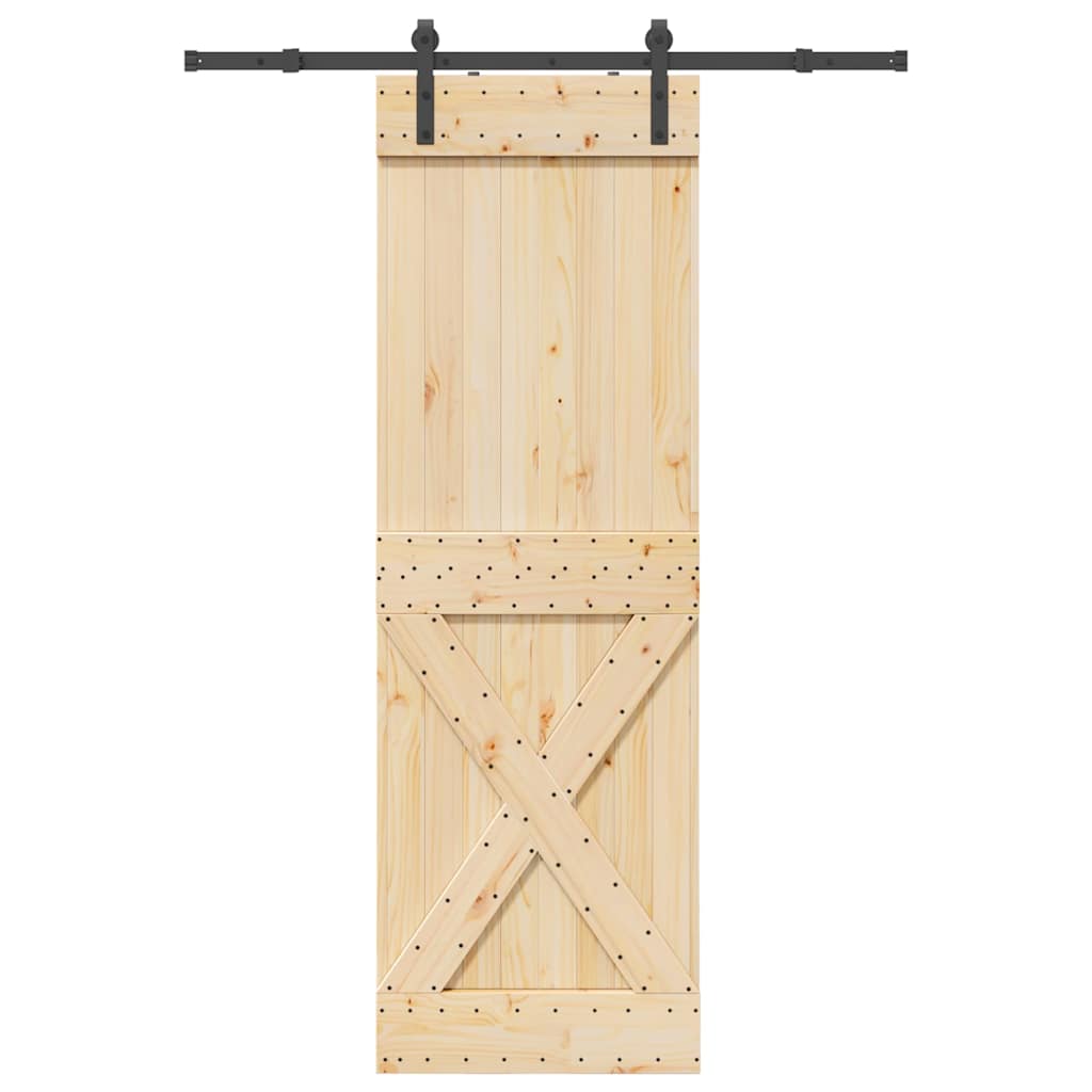 Porta Scorrevole con Set Hardware 70x210 cm Legno Massello Pino 3332748