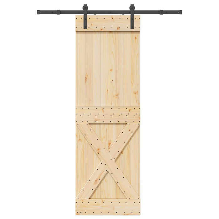 Porta Scorrevole con Set Hardware 70x210 cm Legno Massello Pino 3332748