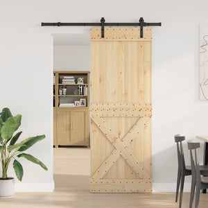 Porta Scorrevole con Set Hardware 85x210 cm Legno Massello Pino 3332750