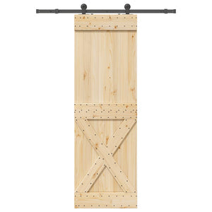 Porta Scorrevole con Set Hardware 70x210 cm Legno Massello Pino