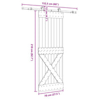 Porta Scorrevole con Set Hardware 70x210 cm Legno Massello Pino 3332760