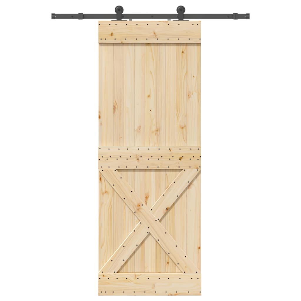 Porta Scorrevole con Set Hardware 85x210 cm Legno Massello Pino 3332762