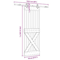 Porta Scorrevole con Set Hardware 70x210 cm Legno Massello Pino 3332772