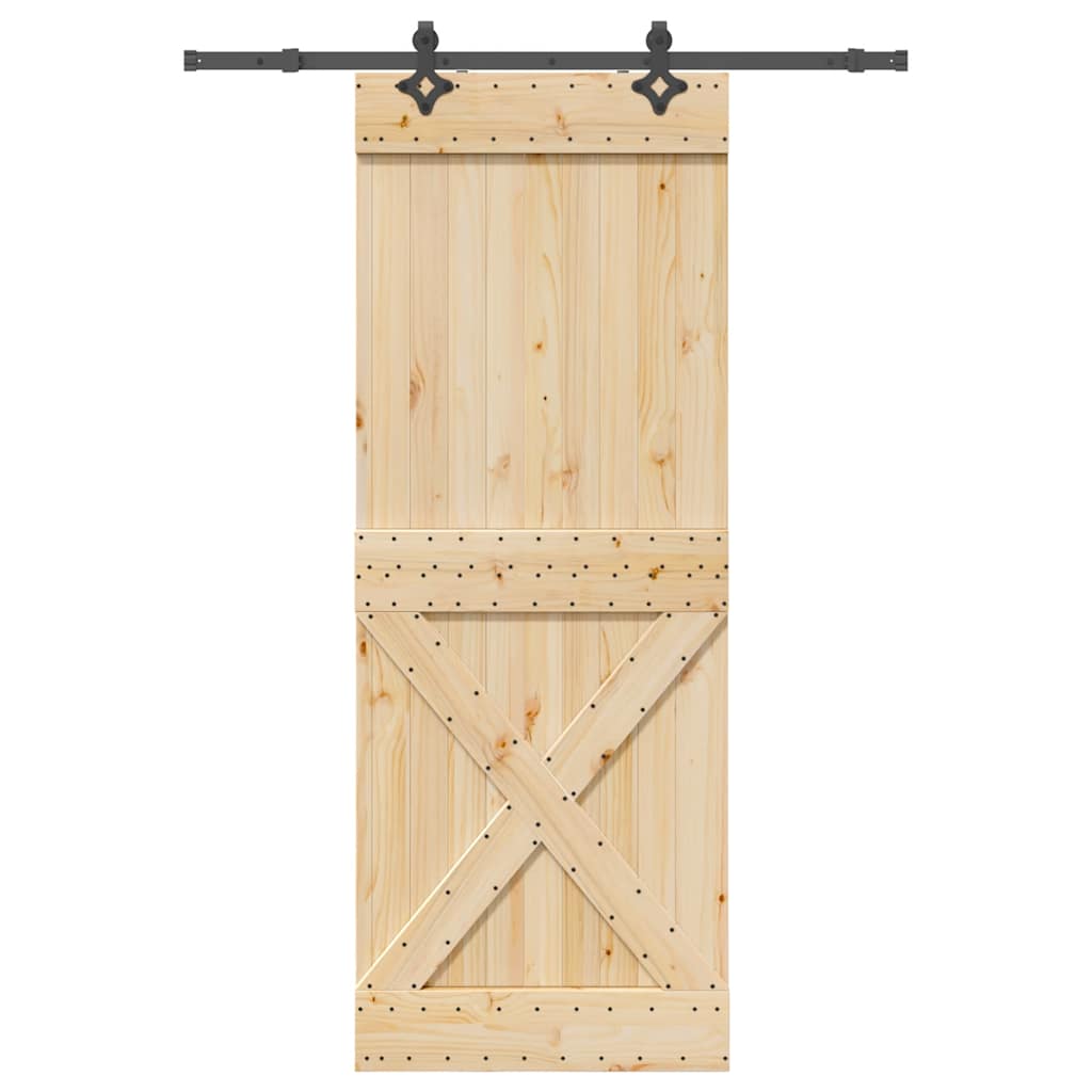 Porta Scorrevole con Set Hardware 85x210 cm Legno Massello Pino 3332774