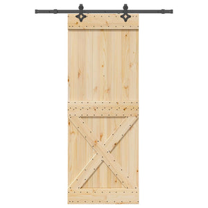 Porta Scorrevole con Set Hardware 85x210 cm Legno Massello Pino 3332774