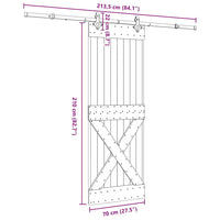 vidaXL Porta Scorrevole con Set Hardware 70x210 cm Legno Massello Pino