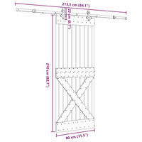 vidaXL Porta Scorrevole con Set Hardware 80x210 cm Legno Massello Pino