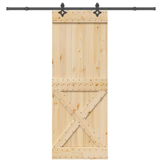 Porta Scorrevole con Set Hardware 85x210 cm Legno Massello Pino