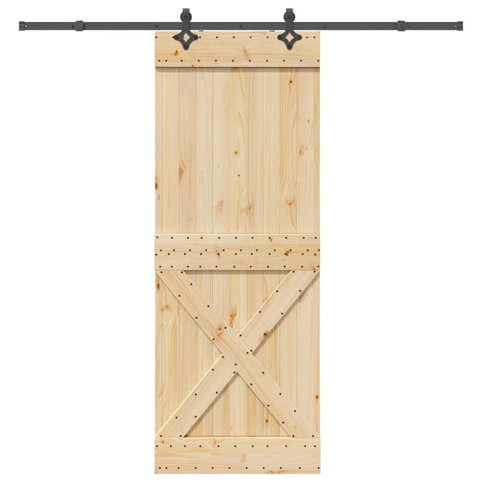 Porta Scorrevole con Set Hardware 85x210 cm Legno Massello Pino
